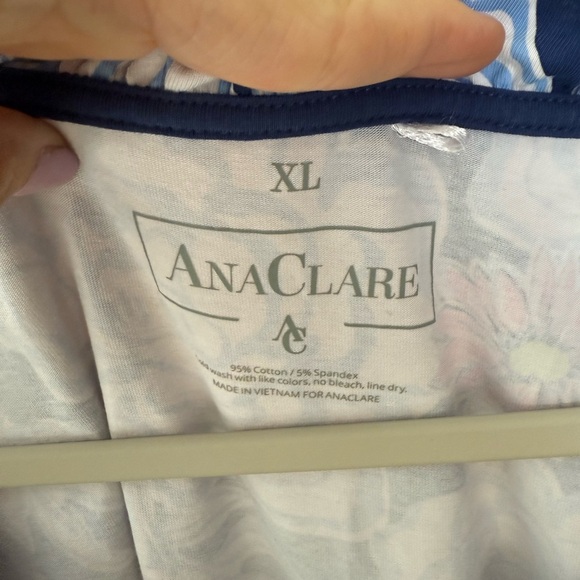 AnaClare dress blue floral sleeveless cotton spandex size XL - Picture 3 of 6